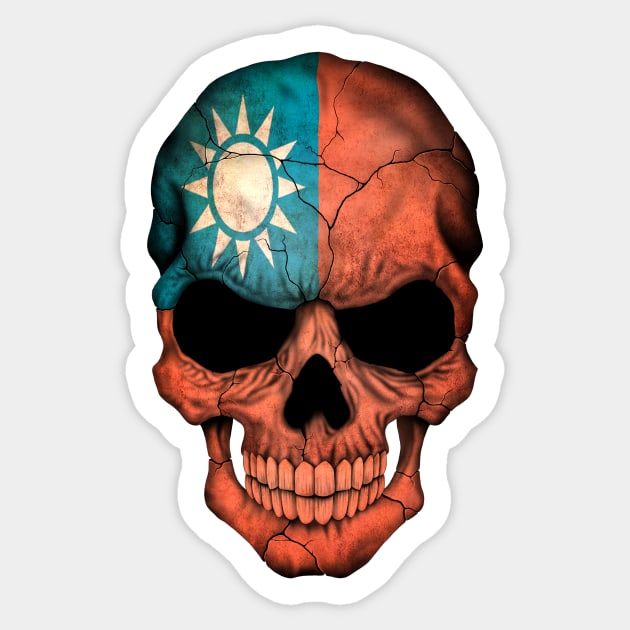 Taiwanese Flag Skull Sticker by jeffbartels